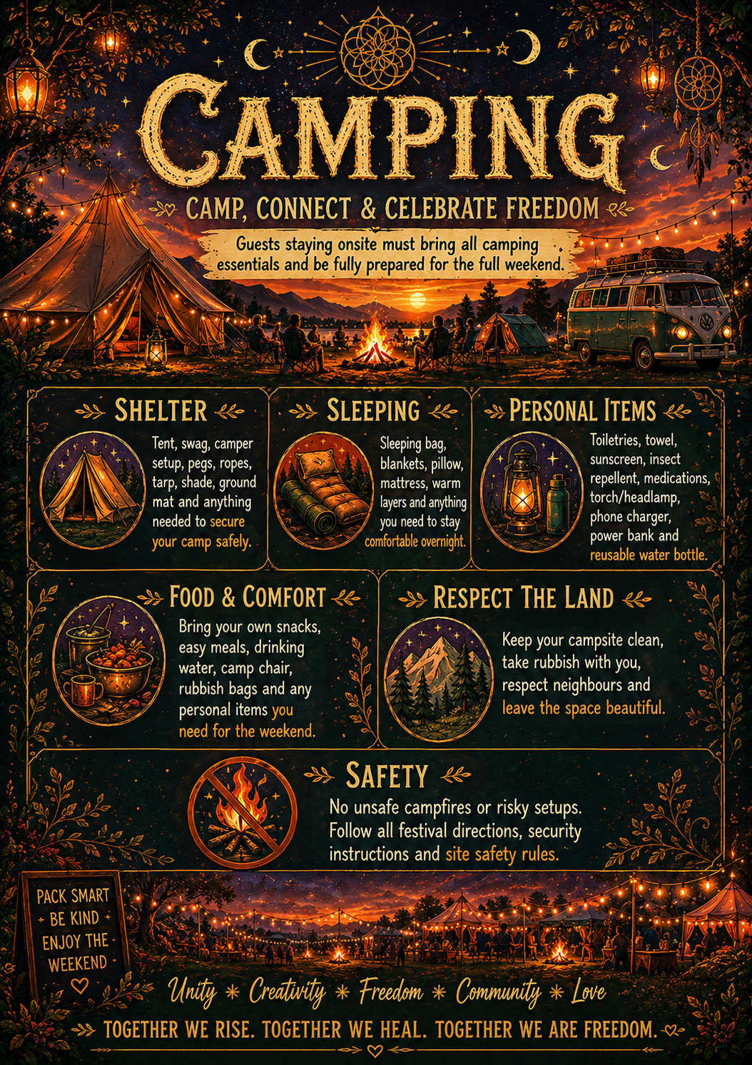Freedom Festival camping poster