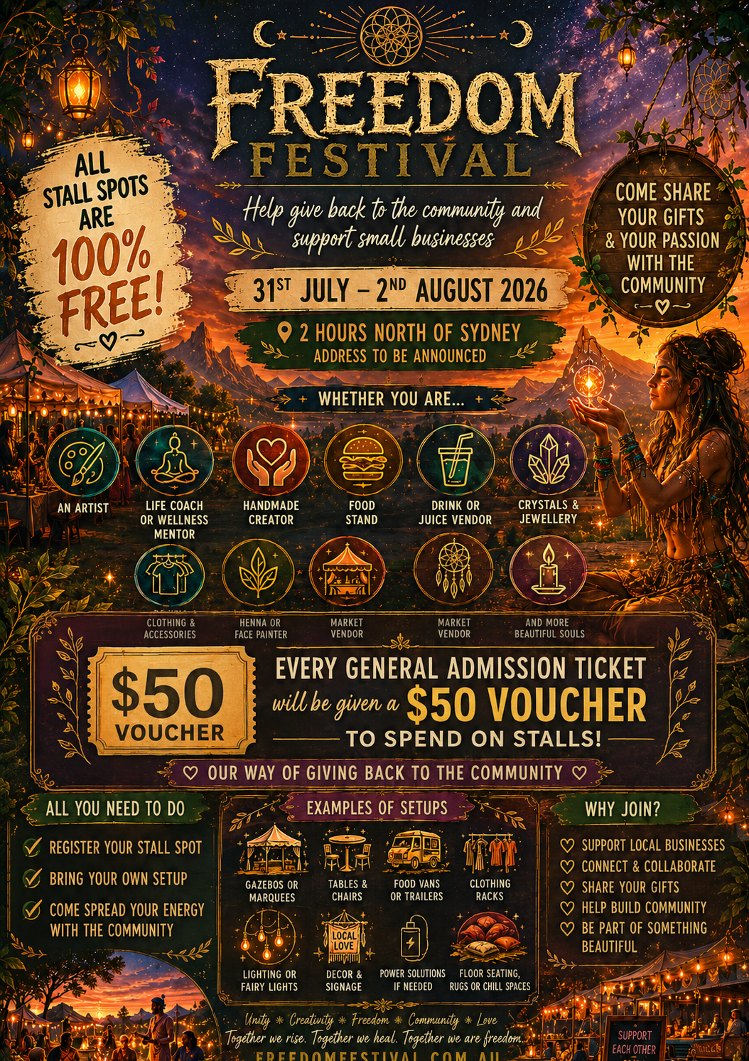Freedom Festival stalls poster
